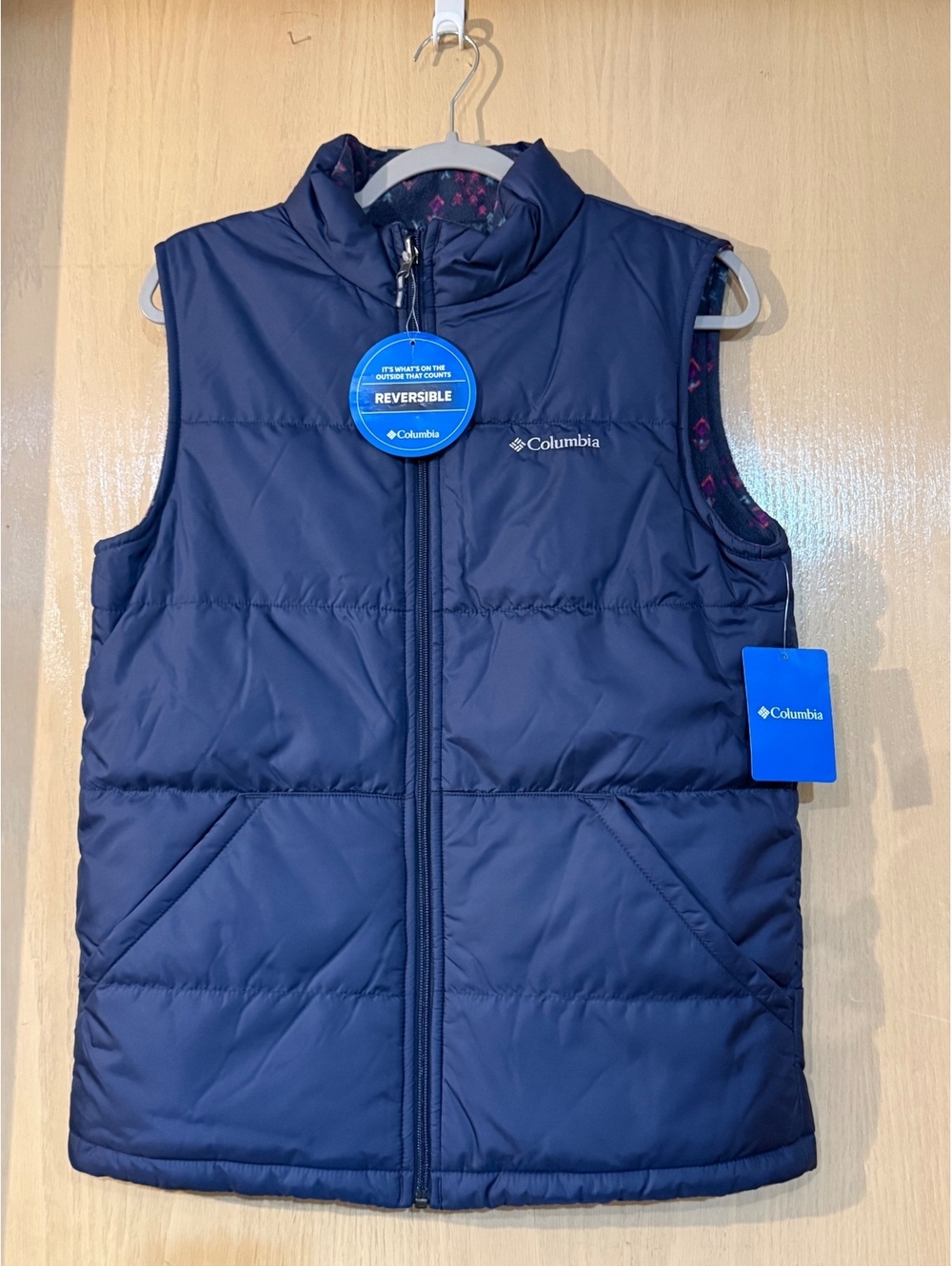 Columbia Youth XL Ice Chips II Reversible Puffer Vest Blue XY0047-471 NWT
